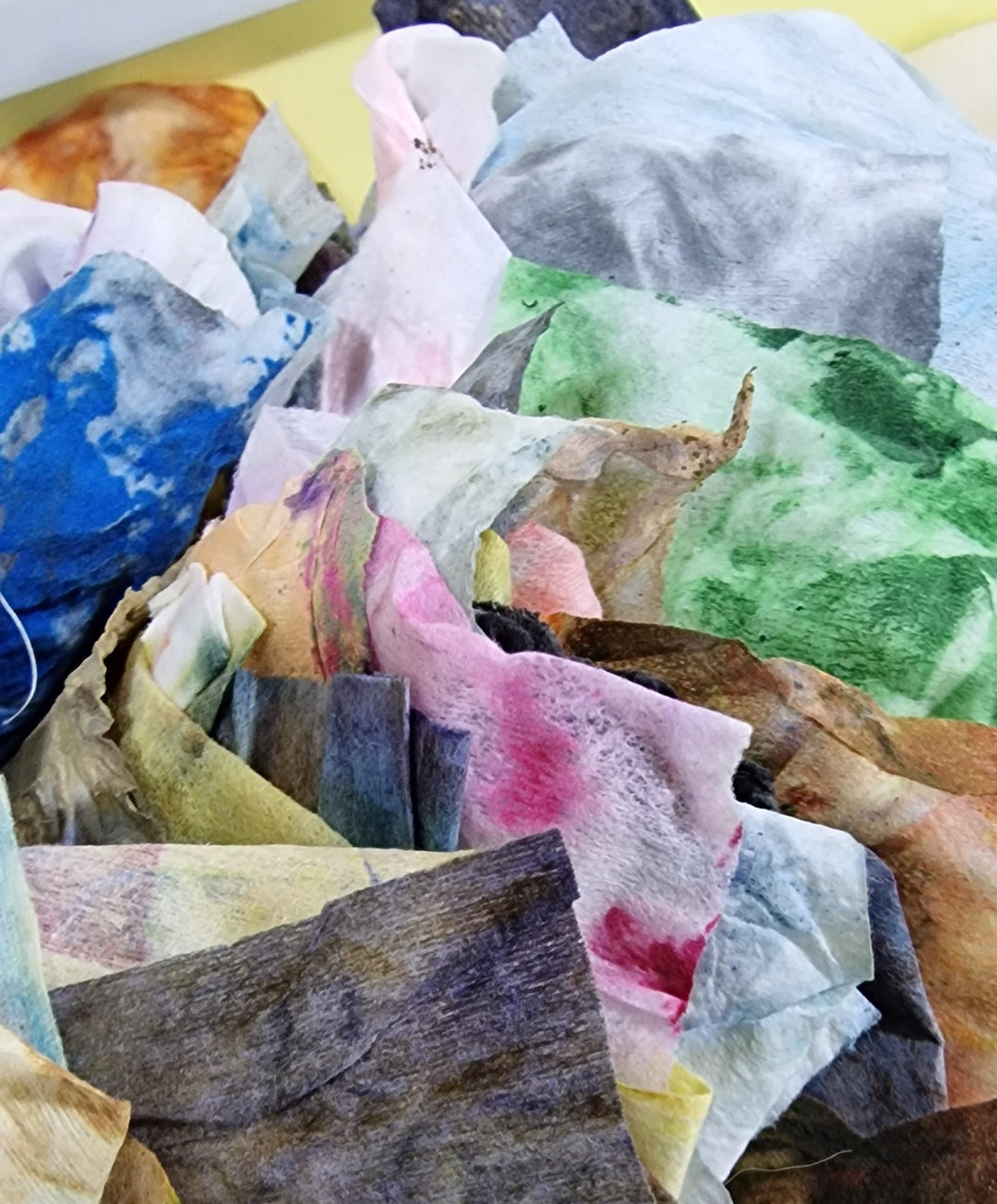 Creative Recycling: Transforming Painted Wet Wipes and Rags into Textile Art