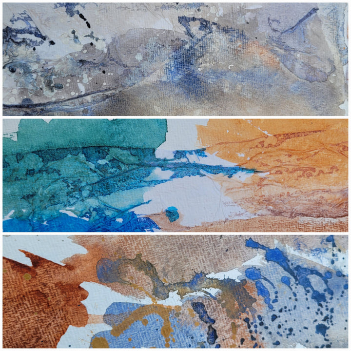 Amanda Hislop -Chromatic Fusions: Exploring Colour Harmony and Contrast through Experimental Surfaces for Stitch with Acrylic Paint on Paper and Cloth"