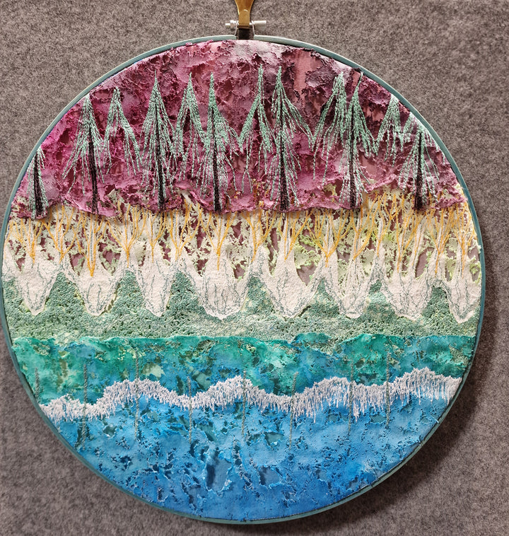 Aerial Textures: Coastlines in Stitch & Paint