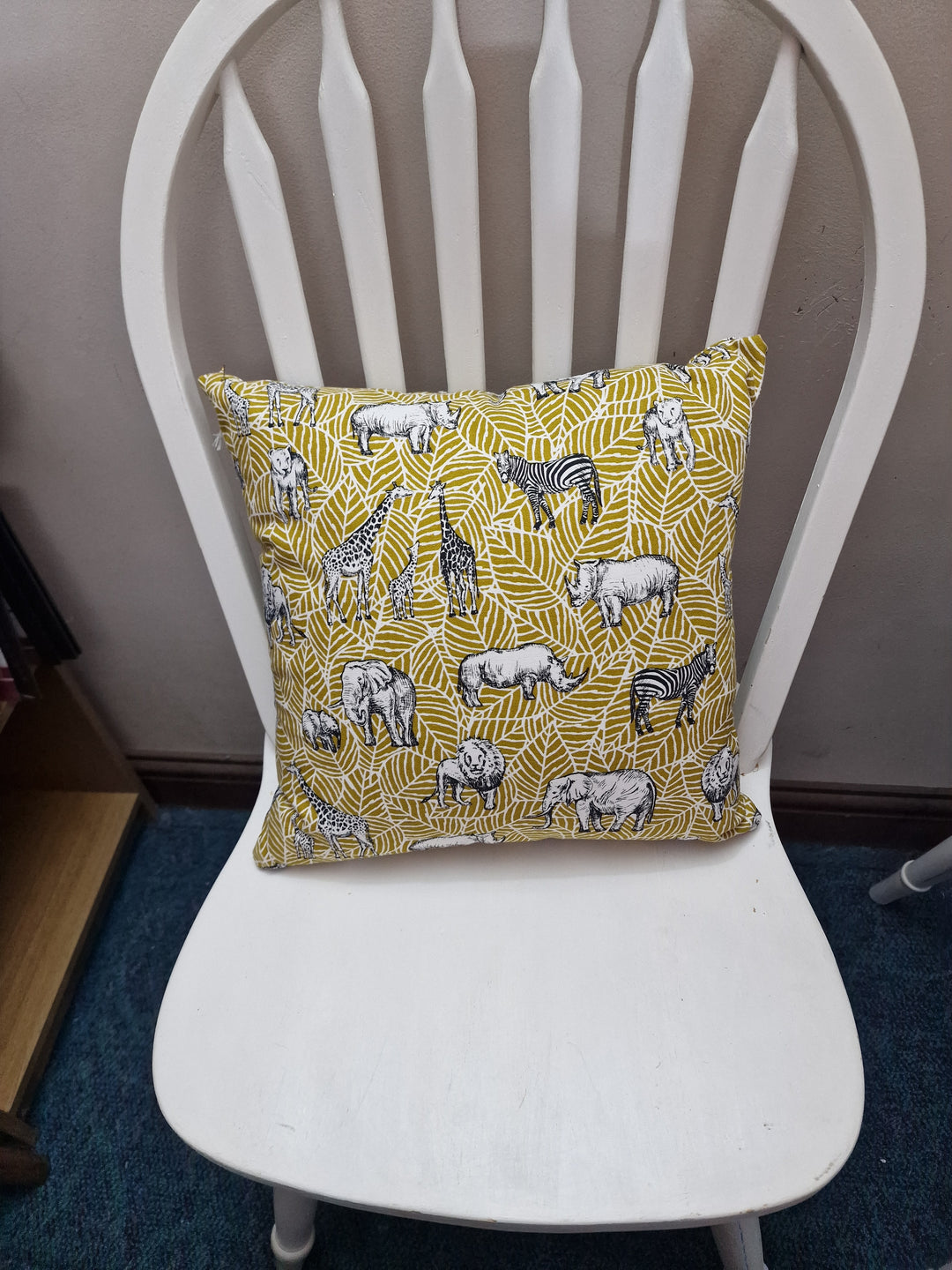 Safari Animals Cushion – Handmade Mustard Cushion