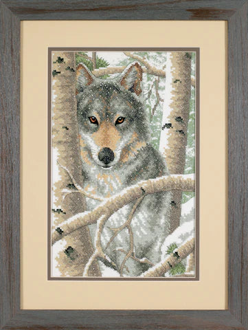 Stamped Cross Stitch Kit: Wintry Wolf