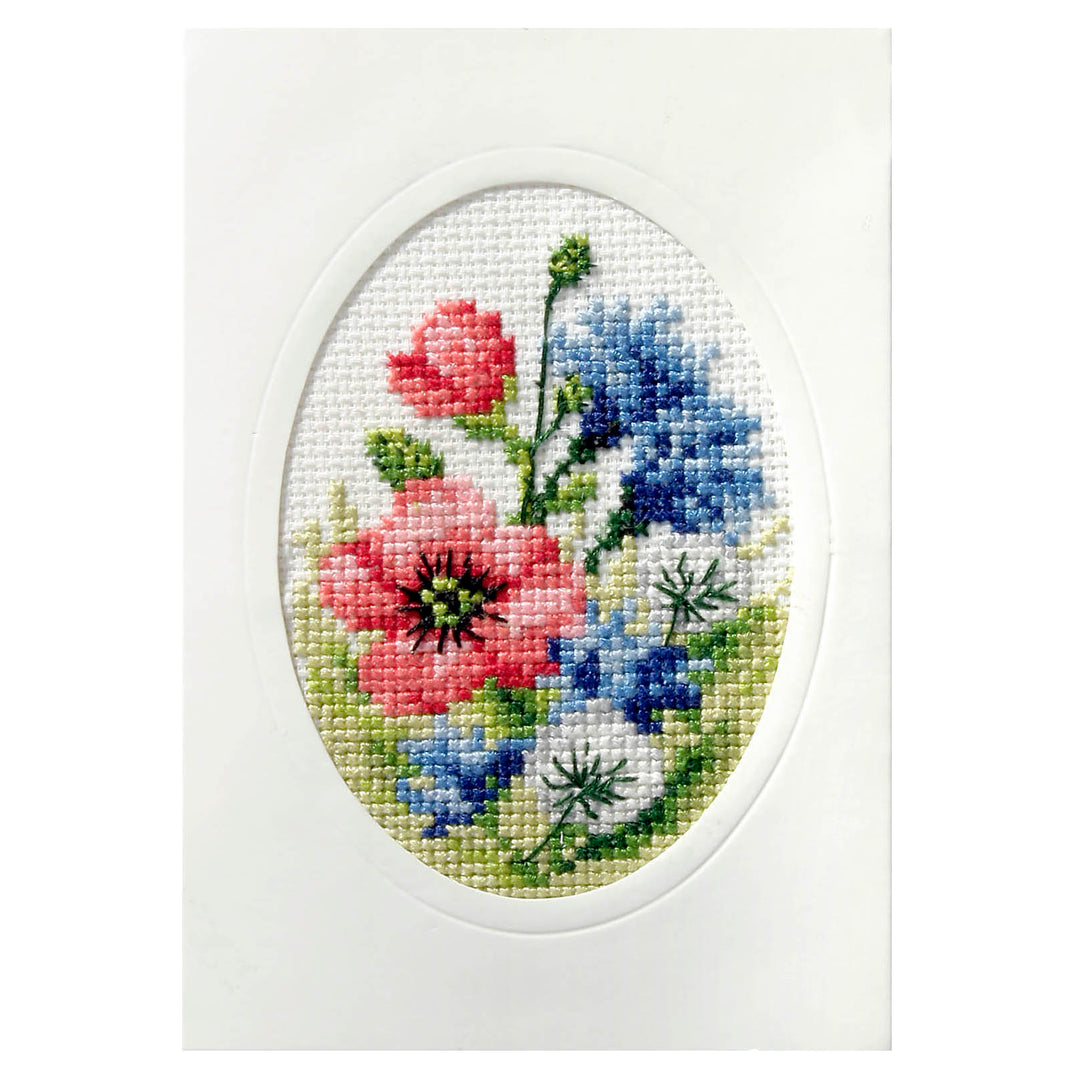 Cross Stitch Kit: Greetings Card: Poppies