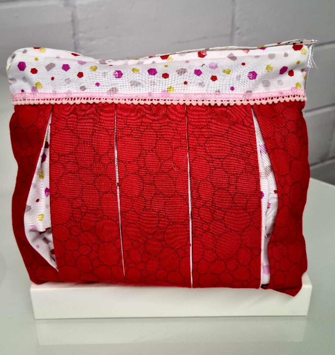 Red with White Polkadot: Pleated Cosmetic Bag