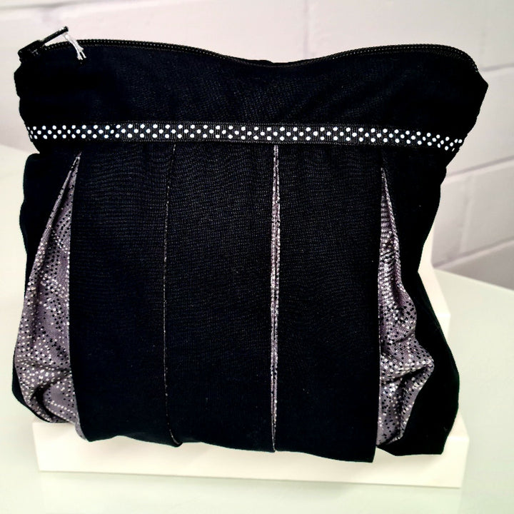 Black and Grey: Pleated Cosmetic Bag